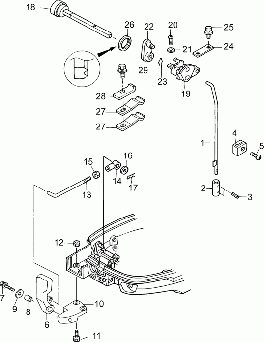  Evinrude B10TPL4AAB  - shift Linkage (r, Te, Tp Models) - ������������� ��������� (r, Te, Tp Models)
