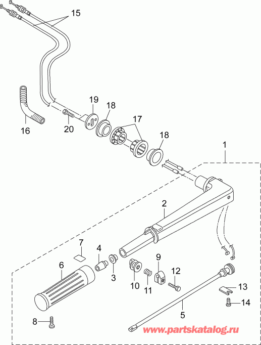 ��������� ������� B3R4AAB  - ������� Assembly - tiller Handle Assembly