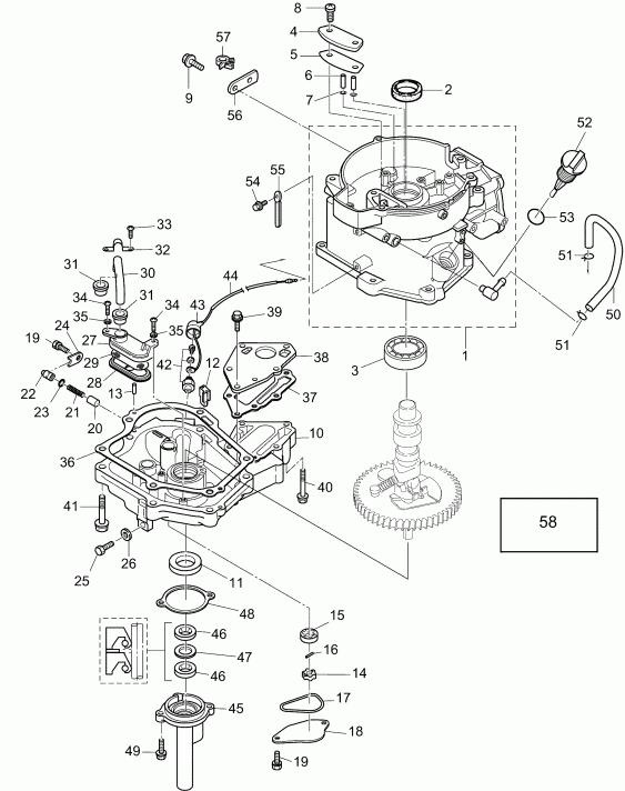 ��������� ��������� EVINRUDE B4RL4AAB  - ������� & ������ ��������� / cylinder & Crankcase