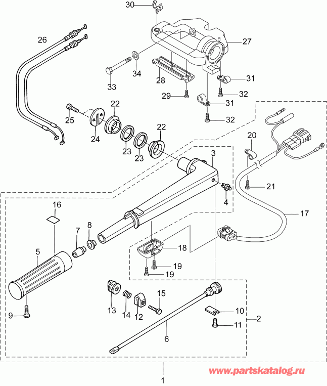 ��������� �������� ����� ������� E10TPX4AAA  - ������� Assembly / tiller Handle Assembly