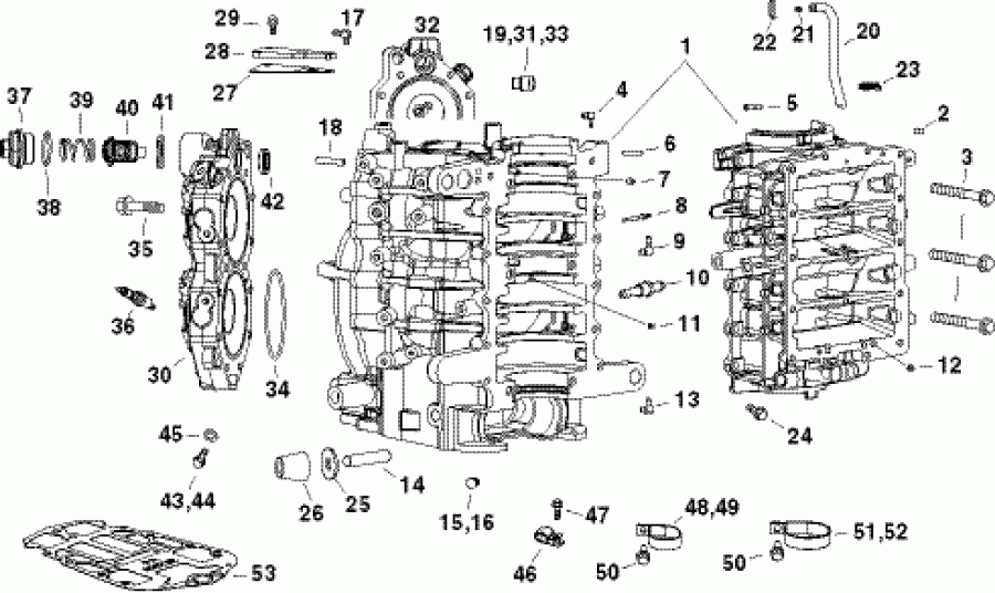 �������� ��������� ����� Evinrude E115DPXAAA  - cylinder & Crankcase - ������� & ������ ���������