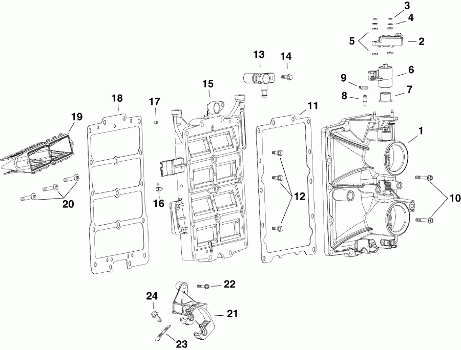 ��������� EVINRUDE E115DSLAAA  - intake Manifold Assembly - �������� ��������� � �����