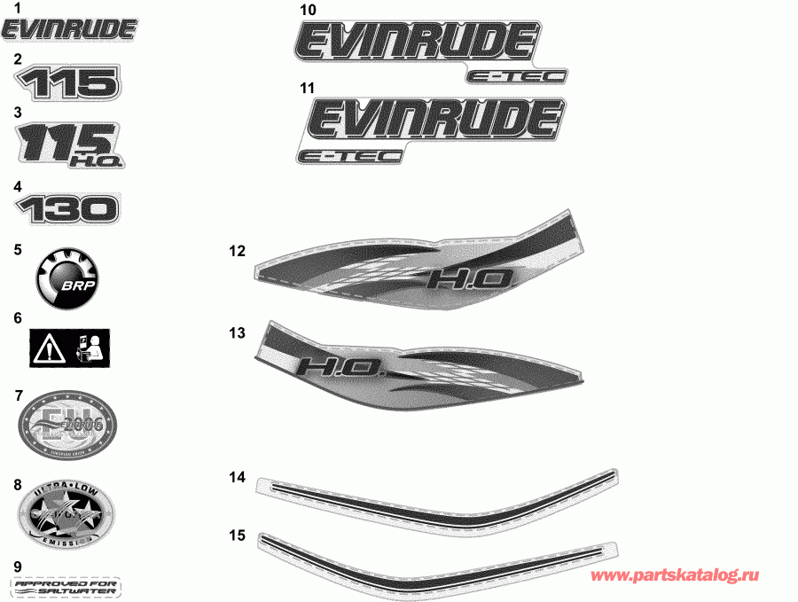 ��������� Evinrude E130DSLAAA  - decals - White - �������� - �����