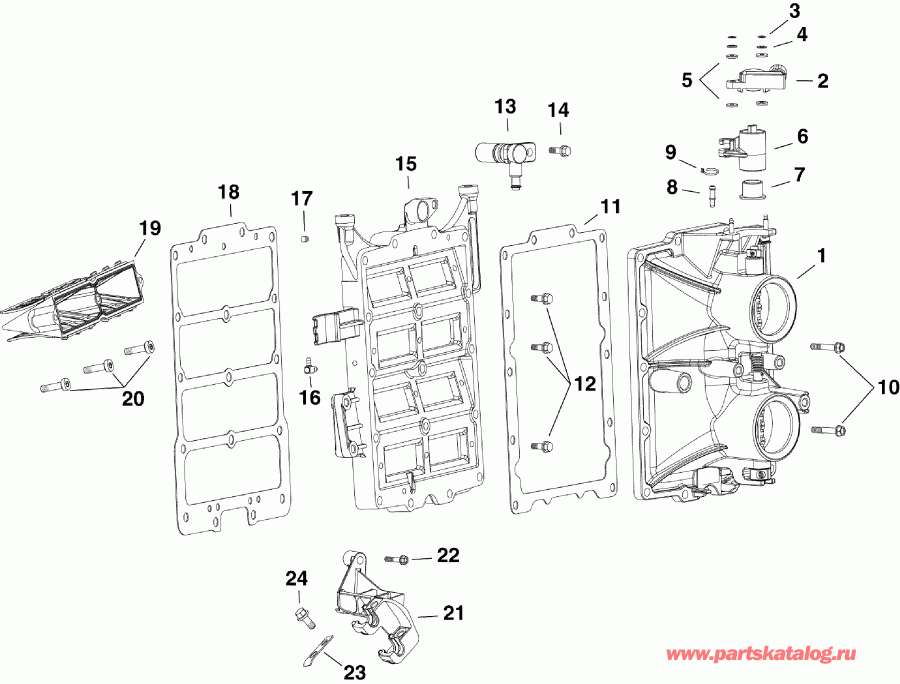 ��������� EVINRUDE E130DSLAAB  - intake Manifold Assembly / �������� ��������� � �����