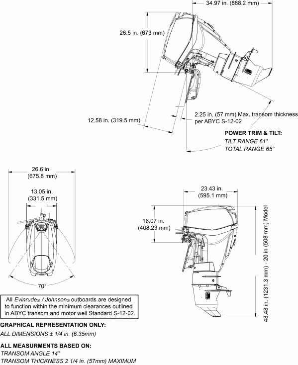 �������� ��������� ����� Evinrude E15HPSLAAB  - Powertilt, Remote Steer - Powertilt, Remote Steer