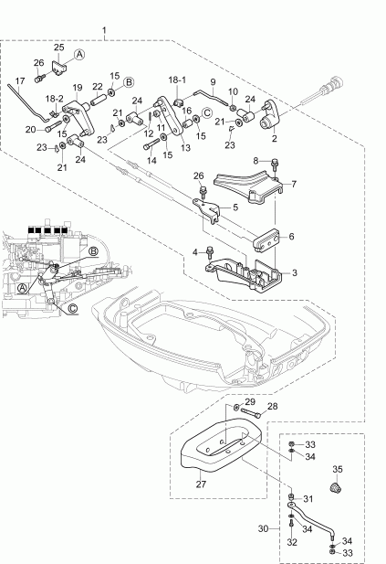 �������� ����� EVINRUDE E15PL4AAB  - shift & Throttle Linkage (remote Control Models) - ������������� & ����������� ��������age (������������� ���������� Models)