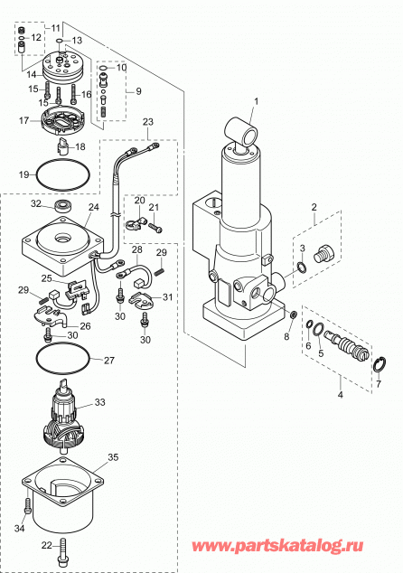 ����� EVINRUDE E15PL4AAB  - ���������� �������� Hydraulic Assembly / power Tilt Hydraulic Assembly