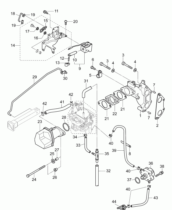 ��������� ��������� EVINRUDE E15R4AAB  - �������� ��������� & ��������� ����� - intake Manifold & Fuel Pump