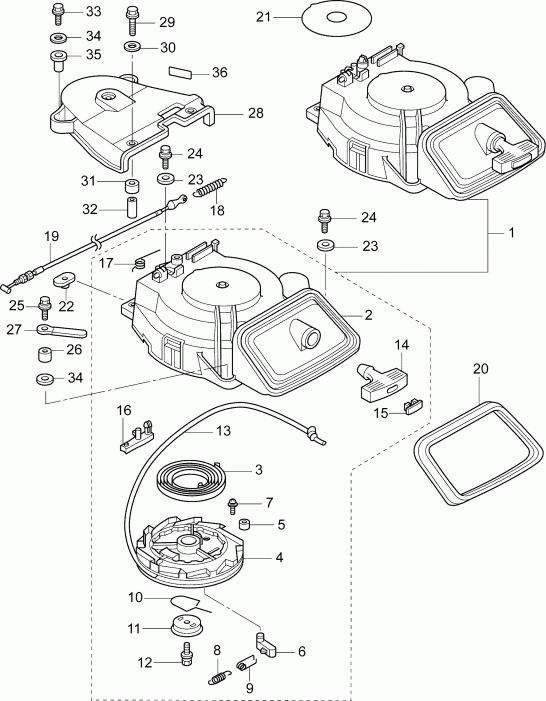 �������� ��������� ����� EVINRUDE E15RL4AAA  - recoil Starter - ���������� �������