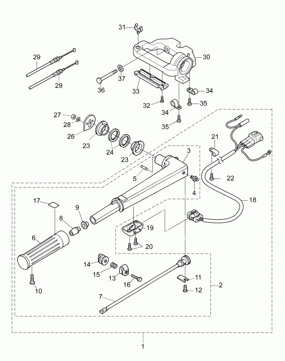 �������� ��������� ����� ������� E15RL4AAB  - ������� Assembly - tiller Handle Assembly