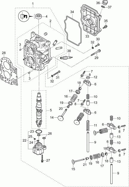 ��������� �������� ����� Evinrude E15TEL4AAA  - ������� ����� �������� Assembly - cylinder Head Assembly