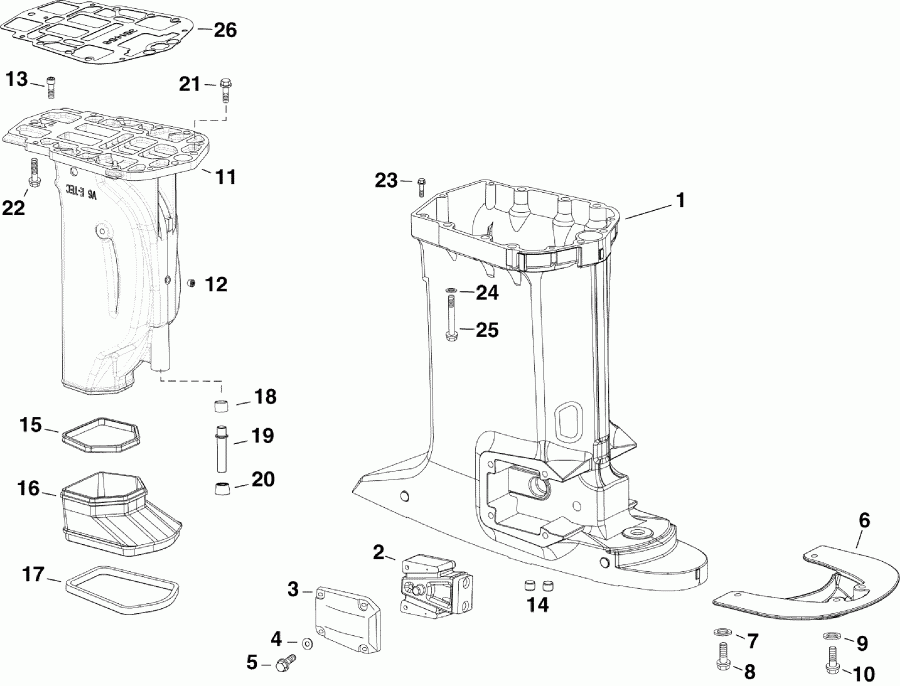����� EVINRUDE E175DSLAAA  - ���������� ������� / exhaust Housing