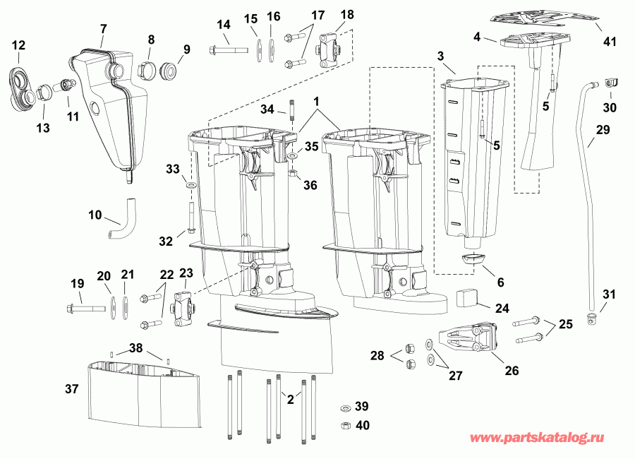 ��������� ����� EVINRUDE E30DTLAAB  - ���������� ������� / exhaust Housing
