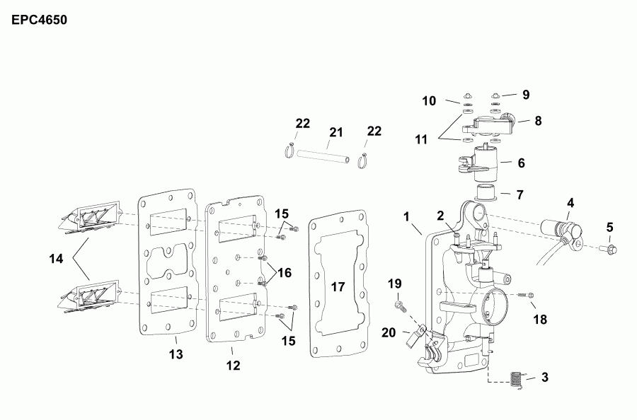 ��������� �������� ����� EVINRUDE E30MRLAAB  - �������� ��������� � ����� / intake Manifold Assembly