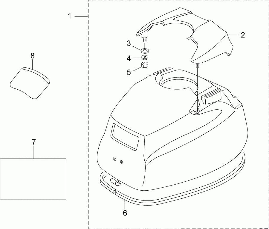 �������� ��������� ����� Evinrude E3R4AAB  - �������  ������ ��������� (�����) - upper Engine Cover