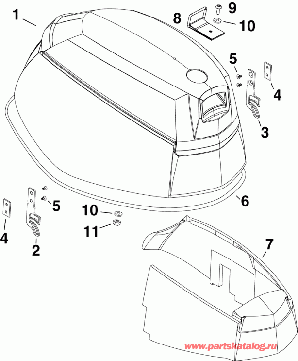 �������� ����� Evinrude E55MJRLAAA  - engine Cover / ������ ��������� (�����)