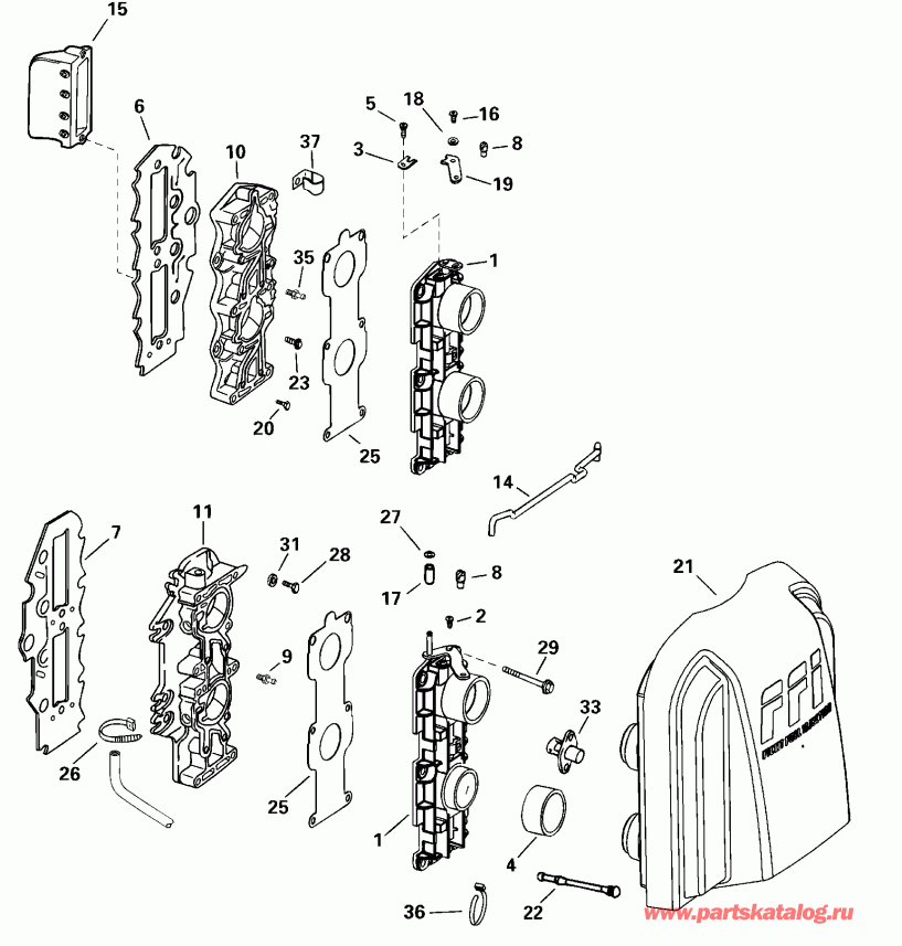 ��������� ����� EVINRUDE E115FPLSSR FFI, Elec Start, TNT, 20 IN.   - take Manifold