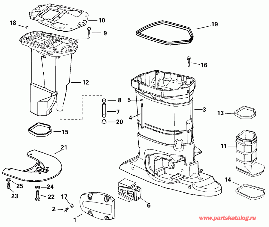 �������� ����� Evinrude E150FCXSSM FFI, Elec Start, TNT, 25 IN.   - haust ������ / haust Housing
