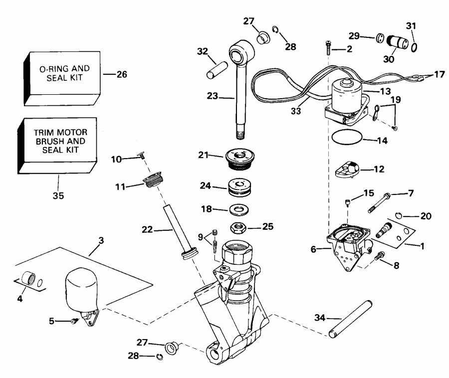 ��������� ��������� Evinrude E150WPLSSC Commercial, Elec Start, TNT,   - wer Trim / tilt Hydraulic Assembly