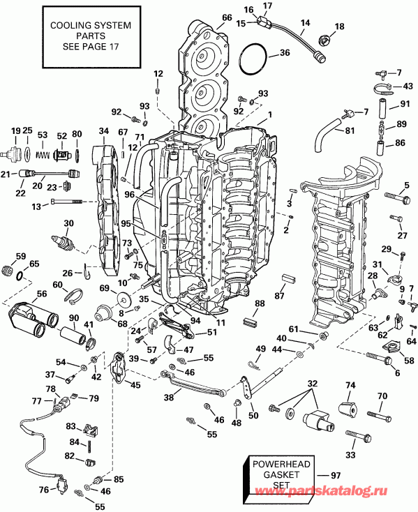  Evinrude E175FPXSSV FFI, Elec Start, TNT, 25 IN.   - linder & Crankcase - linder & ������ ���������