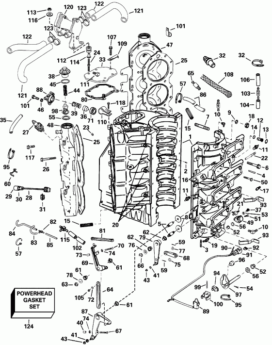 ��������� Evinrude E200FCSSSC FFI, Elec Start, TNT, 25 IN s  - linder & ������ ��������� - linder & Crankcase