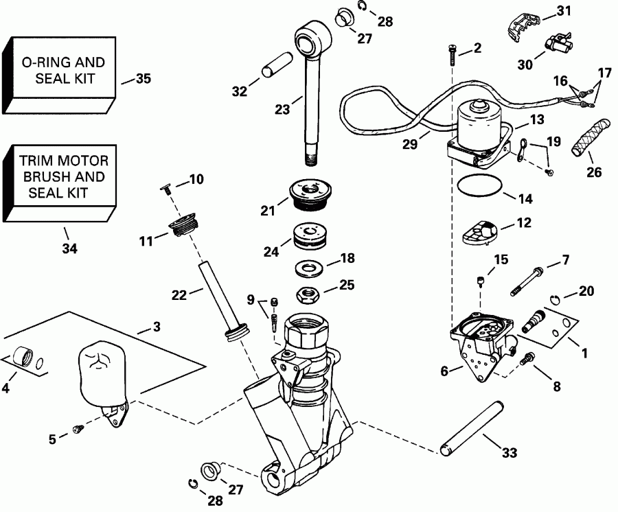 ��������� ��������� EVINRUDE E225FPXSSH FFI, Elec Start, TNT, 25 IN s  - wer Trim/tilt Hydraulic Assembly / wer Trim / tilt Hydraulic Assembly