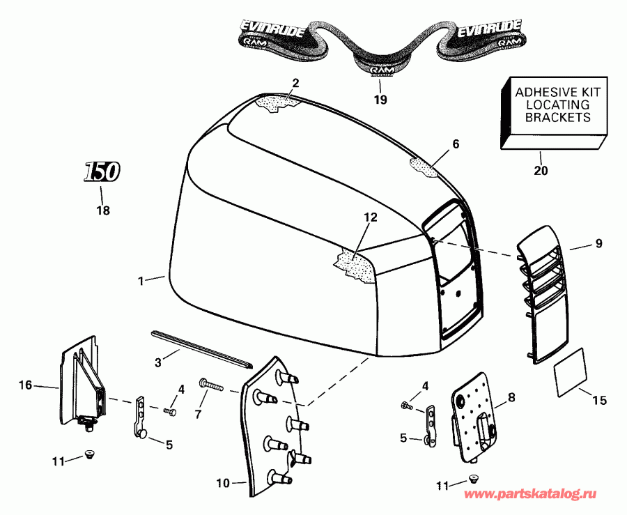 ��������� ��������� EVINRUDE RE150FLSSM FFI, Elec Start, TNT, 20 IN.   - gine Cover / gine ������