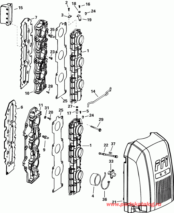 ����� Evinrude RE150FLSSV FFI, Elec Start, TNT, 20 IN.   - take ��������� - take Manifold