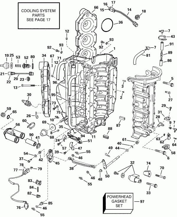 ��������� EVINRUDE RE175FCSSR FFI, Elec Start, TNT, 25 IN.   - linder & Crankcase