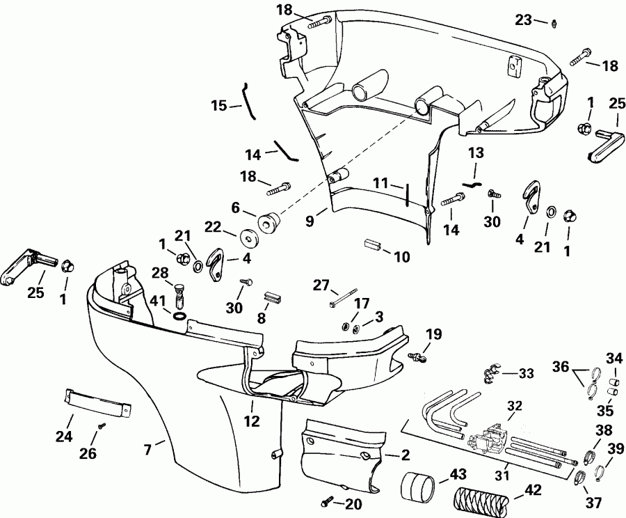 ��������� �������� ����� Evinrude RE175FLSSR FFI, Elec Start, TNT, 20 IN.   - wer ������ ��������� (�����) - wer Engine Cover
