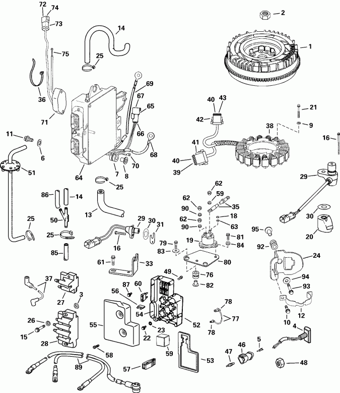 ��������� �������� ����� EVINRUDE RE200FXSSH FFI, Elec Start, TNT, 25 IN s  - ectrical System - ectrical System