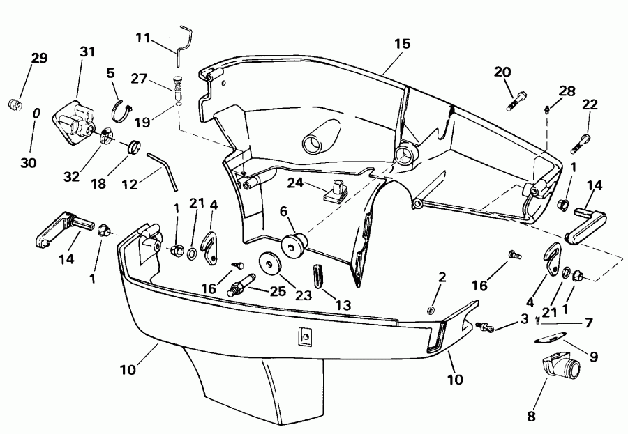 ��������� ��������� EVINRUDE RE200FXSSH FFI, Elec Start, TNT, 25 IN s  - wer ������ ��������� (�����) / wer Engine Cover