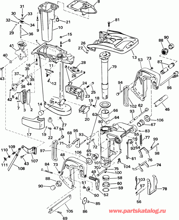 ��������� ����� Evinrude BE30BASIA rope start, tiller, 15 in shaf  - dsection - dsection