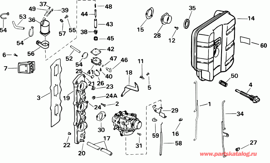 ��������� ��������� ������� BE35ARSIB rope start, tiller, 15 in shaf  - take Manifold