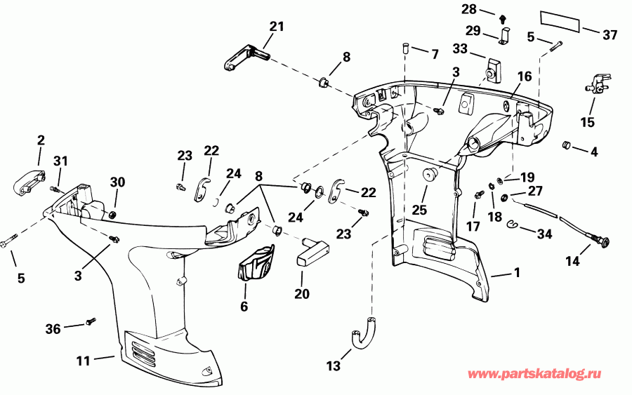  ������� BE35KSIE elec start, tiller, 15 in shaft  - wer Engine Cover - wer ������ ��������� (�����)