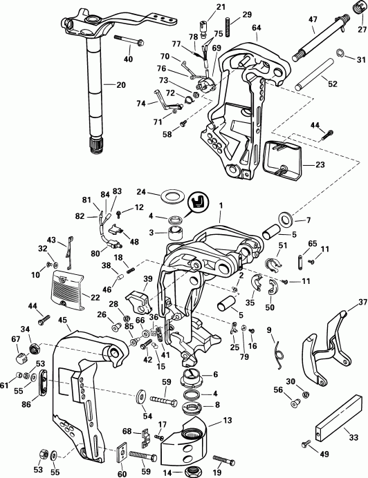 ��������� EVINRUDE E100WPLSIF commercial, elec start, 20 in  - dsection / dsection
