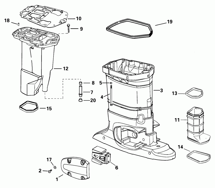 �������� ����� EVINRUDE E100WPXSIF commercial, elec start, 25 in  - haust Housing - haust ������