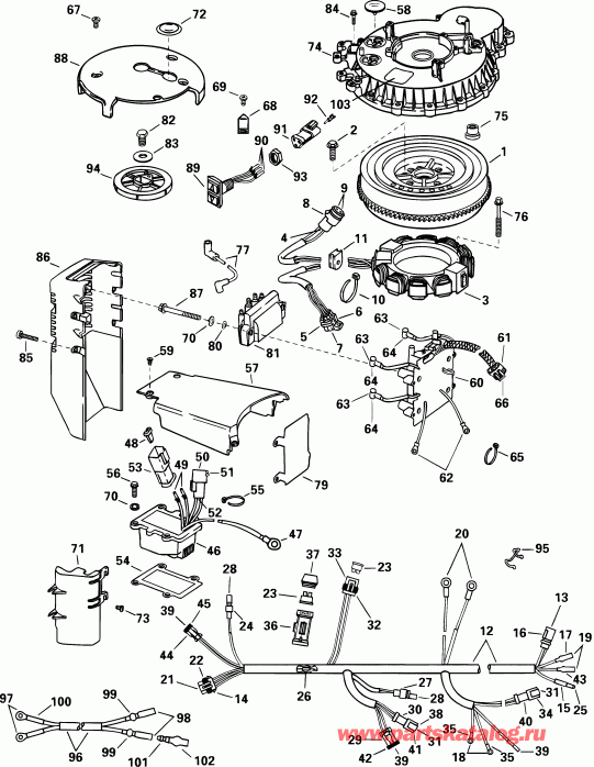  EVINRUDE E100WPXSIF commercial, elec start, 25 in  - nition System / nition System