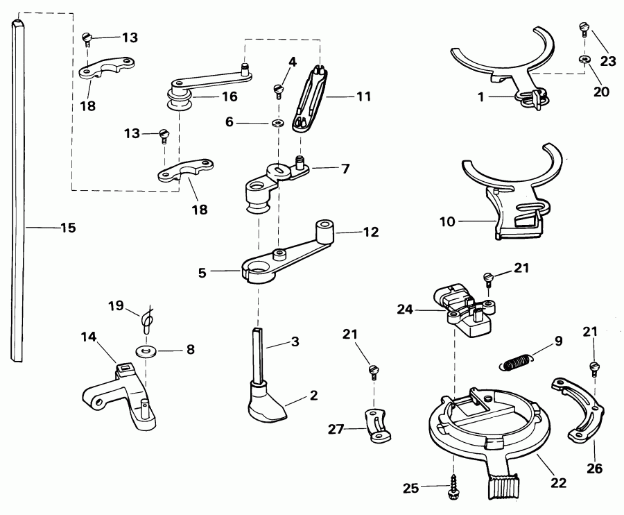  Evinrude E100WPXSIF commercial, elec start, 25 in  - rottle ��������� �������� / rottle Linkage