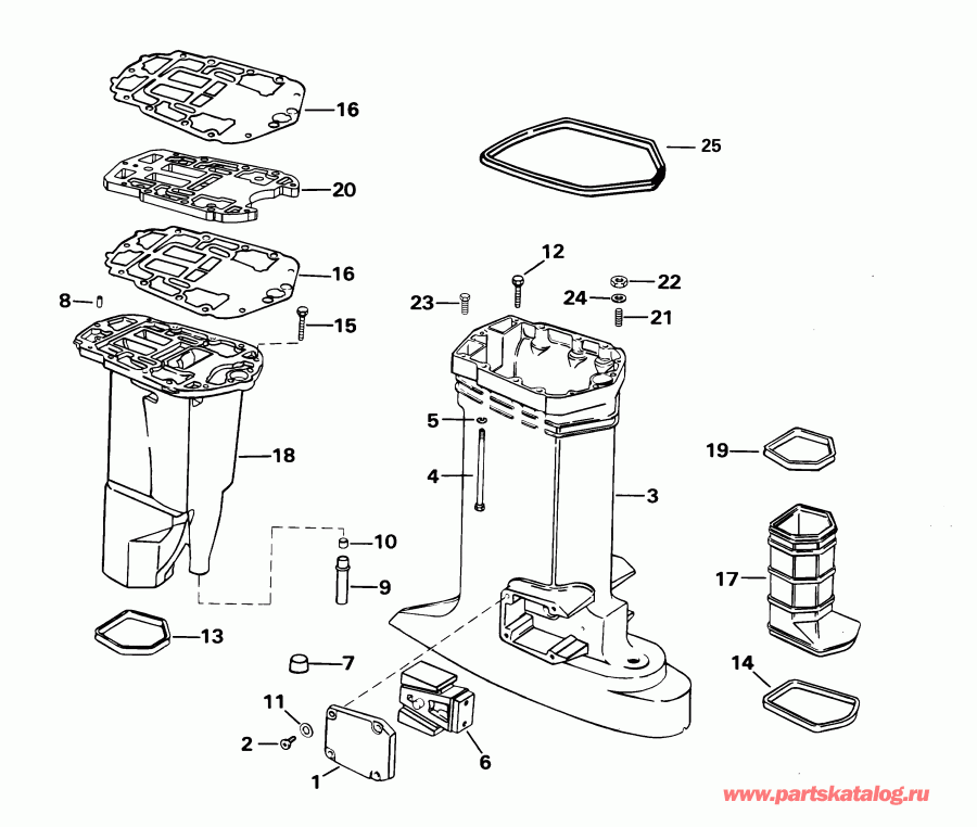 ��������� Evinrude E105WELSIF commercial, elec start, 20 in  - haust Housing