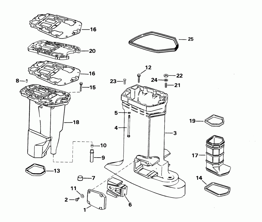 ��������� ����� EVINRUDE E105WPLSIF commercial, elec start, TNT,   - haust Housing - haust ������