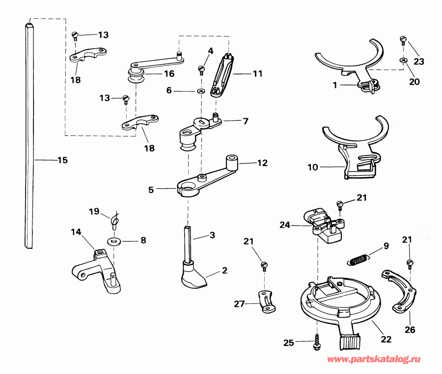  Evinrude E105WPXSIF commercial, elec start, TNT,   - rottle Linkage / rottle ��������� ��������