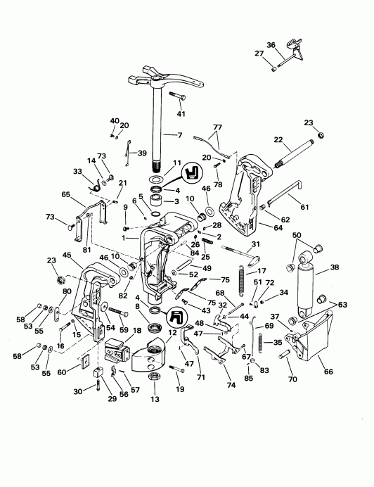 ��������� ��������� Evinrude E105WRLSIF commercial, rope start, 20 in  - ern & Swivel Bracket