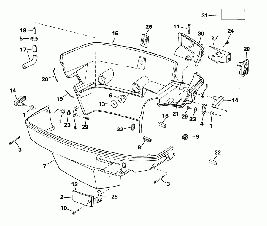 �������� ��������� ����� Evinrude E105WRYSIF commercial, rope start, 22.5   - wer ������ ��������� (�����) - wer Engine Cover