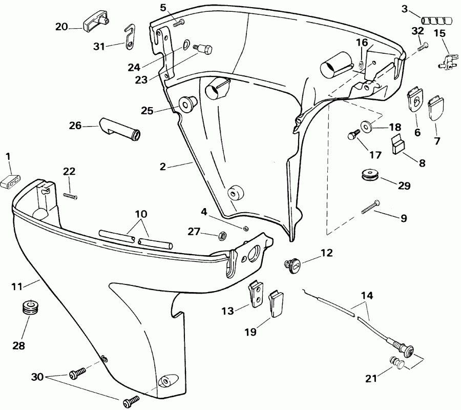 ��������� ����� EVINRUDE E10RV4SIC 4-stroke, rope start, tiller,   - wer Engine Cover - wer ������ ��������� (�����)