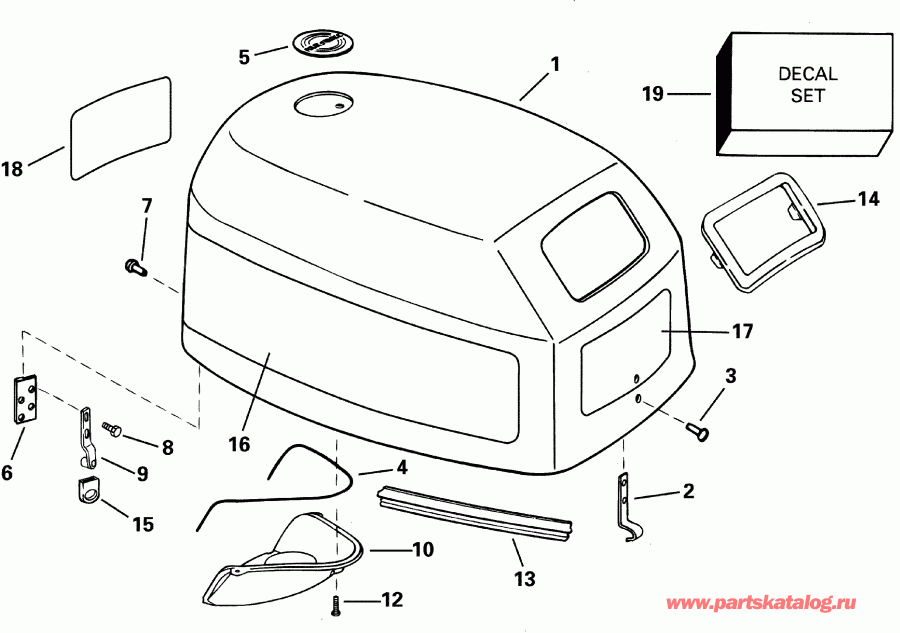 ��������� ��������� Evinrude E10RVL4SIC 4-stroke, rope start, tiller,  - gine ������ / gine Cover