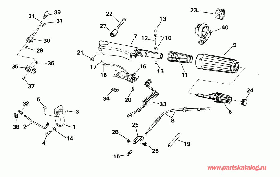 �������� ��������� ����� ������� E10TVX4SIC 4-stroke, elec start, tiller,  - eering & Shift Handle - ee������ & ������������� Handle