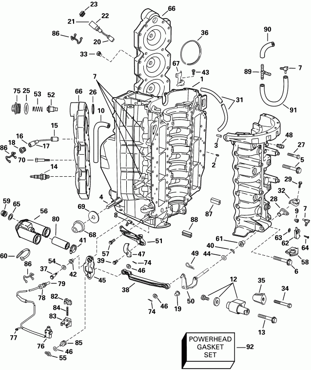  EVINRUDE E150WPLSIF commercial, elec start, TNT,   - linder & ������ ��������� - linder & Crankcase