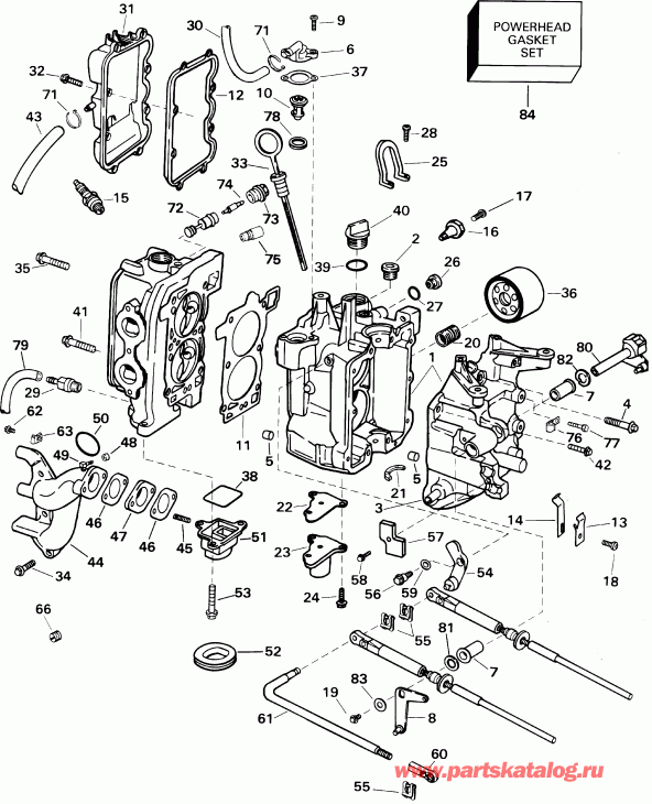 �������� ��������� ����� Evinrude E15RL4SID 4-stroke, rope start, 20 in sh  - linder & Crankcase - linder & ������ ���������