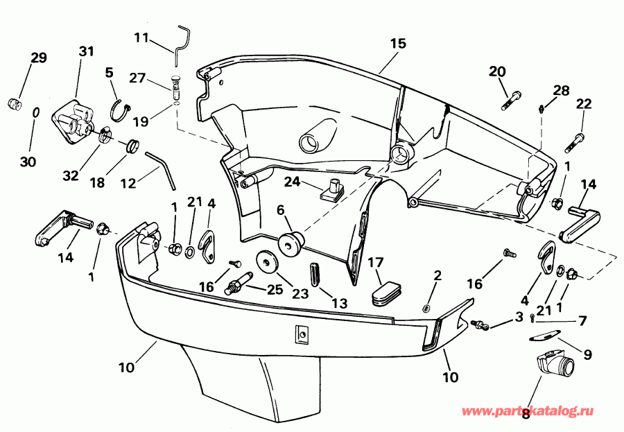 ��������� �������� ����� EVINRUDE E200FCXSIF FFI, elec start, TNT, 25 in s  - wer Engine Cover